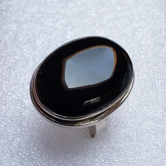 Big Unisex 925 BLACK ONYX Sterling Silver Ring Huge Large Women's Men's Jewelry - Picture 8 of 12